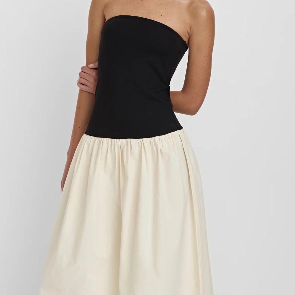 4th & Reckless Monochrome Drop Waist Bandeau Dress